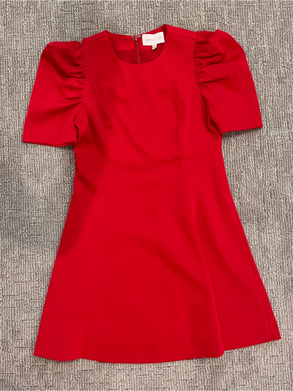 Adelyn Rae Red Puff Sleeve A-Line Dress